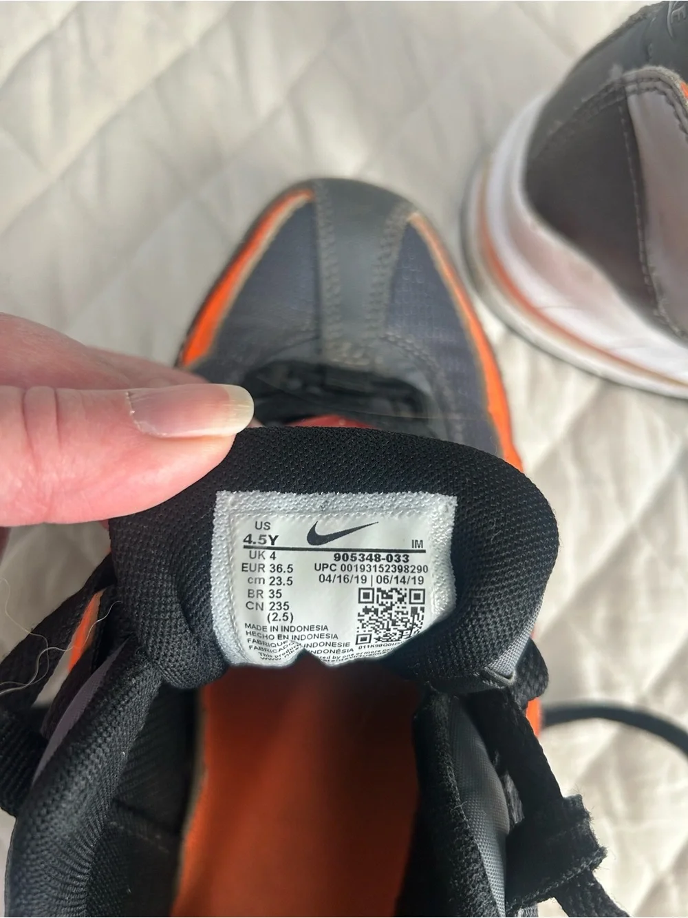 Youth Gray & Orange Nike Air Max